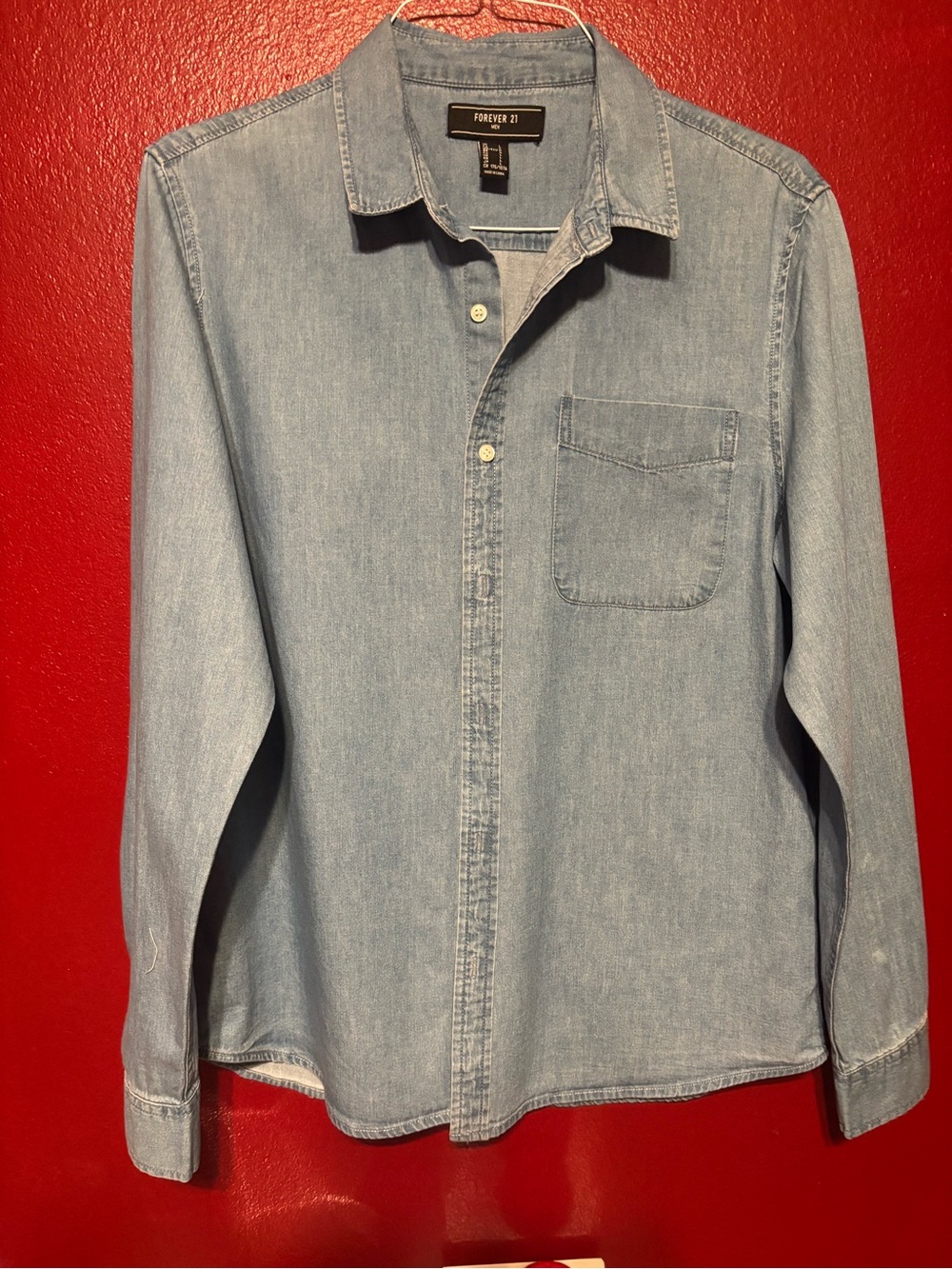 Women’s Forever 21 Light Blue Denim Button-Down Shirt